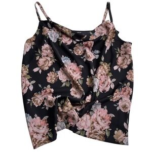 Torrid Floral Cowl Neck Cami Top 00 L Black Pink Cottagecore Romantic Whimsigoth